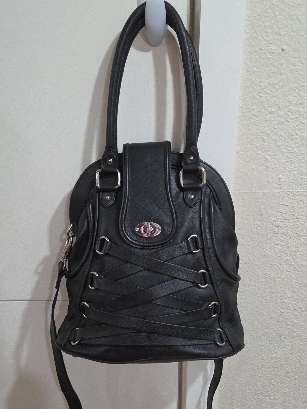Michael Rome Deaigns Leather Handbag with Convertible Straps